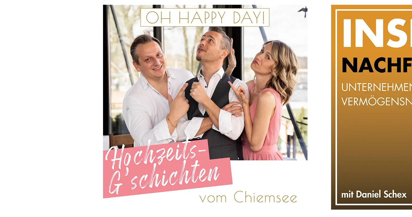 pepper-pods-podcast-cover-loop-4 Podcast Cover "Oh Happy Day! Hochzeits-G´schichten vom Chiemsee" und Anschnitt eines weiteren Podcast Covers